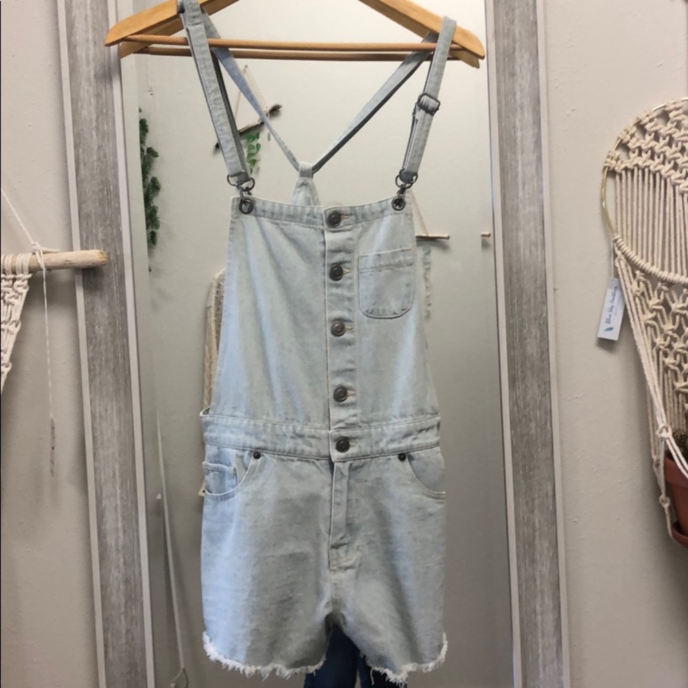 Denim short overalls